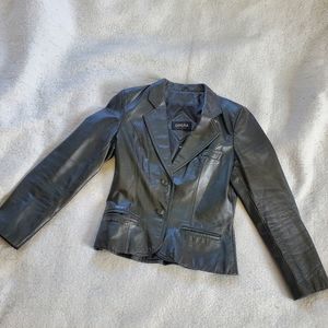 Opera Fitted Cropped Leather Jacket, Sz XS/S, NWOT